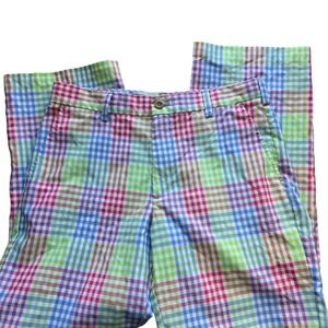 IZOD Golf Pants Womens 32x32 Multicolor Gingham Plaid Performance Trousers